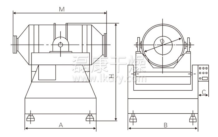 二维运动混合机结构示意图 二维运动混合机结构示意图